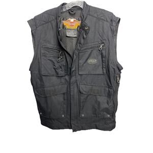 Harley-Davidson Jacket Green Embroidered Zip Biker Removable Sleeves No Sleeves